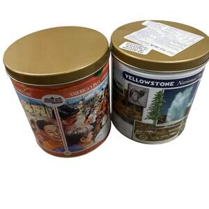 Pair (2) VTG Boy Scouts Trails End 1990s Collectors Tins Yellowstone / Indians